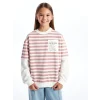 LCW Kids Pembe Bisiklet Yaka Kız Çocuk Kalın Sweatshirt