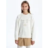 LCW Kids Ekru Bisiklet Yaka Kız Çocuk Kalın Sweatshirt