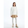 LCW Kids Ekru Bisiklet Yaka Kız Çocuk Kalın Sweatshirt