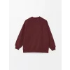 LCW Vision Bordo Bisiklet Yaka Nakışlı Uzun Kollu Kadın Sweatshirt