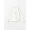 LCW Kids Ekru Bisiklet Yaka Kız Çocuk Kalın Sweatshirt