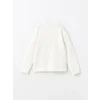LCW Kids Ekru Bisiklet Yaka Kız Çocuk Kalın Sweatshirt