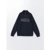 XSIDE Lacivert Dik Yaka Uzun Kollu Baskılı Erkek Kalın Sweatshirt
