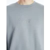 XSIDE Gri Bisiklet Yaka Baskılı Erkek Kalın Sweatshirt