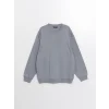 XSIDE Gri Bisiklet Yaka Baskılı Erkek Kalın Sweatshirt