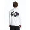 XSIDE Beyaz Uzun Kollu Baskılı Erkek Kalın Hoodie