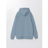XSIDE Mavi Uzun Kollu Nakışlı Erkek Kalın Hoodie