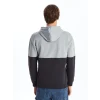 XSIDE Gri Uzun Kollu Renk Bloklu Erkek Kalın Hoodie