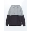XSIDE Gri Uzun Kollu Renk Bloklu Erkek Kalın Hoodie