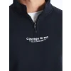 LCWAIKIKI Classic Lacivert Dik Yaka Uzun Kollu Baskılı Erkek Kalın Sweatshirt