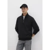 Mavi 0S10419-900 Yarı Fermuarlı siyah Basic Sweatshirt