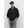 Mavi 0S10419-900 Yarı Fermuarlı siyah Basic Sweatshirt