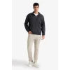 Defacto X7405 Antrasit Comfort Regular Fit Rahat Kalıp Fermuarlı Dik Yaka Basic Düz Sweatshirt