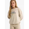 Defacto E6756A8BG74 Bej Kız Çocuk Oversize Geniş Kalıp Bisiklet Yaka Sırt Baskılı Sweatshirt