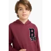 Defacto F2714A8BR194 Bordo Erkek Çocuk Oversize Geniş Kalıp Kapüşonlu Okul Sweatshirt