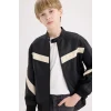 Defacto C4322A8BK27 Siyah Erkek Çocuk Su Geçirmez Kolej Yaka Bomber Mont