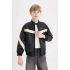 Defacto C4322A8BK27 Siyah Erkek Çocuk Su Geçirmez Kolej Yaka Bomber Mont