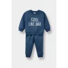 Defacto E8999A5IN257 İndigo Erkek Bebek 2li Takım Baskılı Sweatshirt Eşofman Altı
