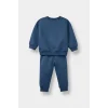 Defacto E8999A5IN257 İndigo Erkek Bebek 2li Takım Baskılı Sweatshirt Eşofman Altı