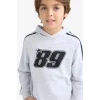 Defacto F1967A8GR400 Gri Erkek Çocuk Kapüşonlu Baskılı Sweatshirt