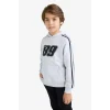 Defacto F1967A8GR400 Gri Erkek Çocuk Kapüşonlu Baskılı Sweatshirt