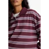 Defacto F9025AXBR232 Bordo Relax Fit Polo Yaka Çizgili Sweatshirt