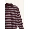 Defacto F9025AXBR232 Bordo Relax Fit Polo Yaka Çizgili Sweatshirt