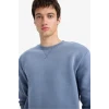 Defacto T3777AZGR171 Gri Regular Fit Bisiklet Yaka Basic Düz Kalın Sweatshirt