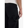 Defacto F2986AXNM40 Siyah %100 Pamuk Relax Fit Geniş Paça Kargo Cepli Jean Pantolon
