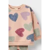 Defacto F0516A5PN672 Pembe Kız Bebek 2li Takım Kalp Desenli Sweatshirt İspanyol Paça Tayt