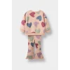 Defacto F0516A5PN672 Pembe Kız Bebek 2li Takım Kalp Desenli Sweatshirt İspanyol Paça Tayt