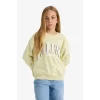 Defacto E6760A8GN1236 Yeşil Kız Çocuk Relax Fit Bisiklet Yaka Baskılı Sweatshirt
