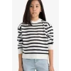 Defacto C6903A8BK27 Siyah Kız Çocuk Standart Fit Bisiklet Yaka Çizgili Triko Kazak