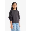 Defacto E6756A8AR220 Antrasit Kız Çocuk Oversize Geniş Kalıp Bisiklet Yaka Sırt Baskılı Sweatshirt