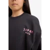 Defacto E6756A8AR220 Antrasit Kız Çocuk Oversize Geniş Kalıp Bisiklet Yaka Sırt Baskılı Sweatshirt