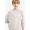 Defacto E8415A8GR94 Gri Erkek Çocuk Bisiklet Yaka Basic Düz Okul Sweatshirt
