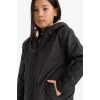 Defacto C5229A8BK27 Siyah Kız Çocuk Su Geçirmez Kapüşonlu Fermuarlı Yağmurluk