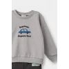 Defacto F1594A5GR52 Gri Erkek Bebek 2li Takım Araç Baskılı Sweatshirt Alt