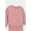 Defacto E8995A5PN111 Pembe Kız Bebek 2li Takım İçi Yumuşak Tüylü Baskılı Sweatshirt Eşofman Altı