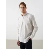 LCW Vision Bej Regular Fit Uzun Kollu Keten Karışımlı Erkek Gömlek