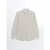 LCW Vision Bej Regular Fit Uzun Kollu Keten Karışımlı Erkek Gömlek