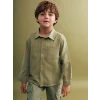 LCW Kids Haki Basic Gabardin Uzun Kollu Erkek Çocuk Gömlek