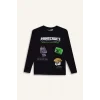 Defacto F5091A8BK81 Siyah Erkek Çocuk Minecraft Bisiklet Yaka Uzun Kollu Tişört