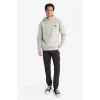 Defacto E9297AXGR454 Gri One Piece Boxy Fit Kapüşonlu Sırt Baskılı Sweatshirt