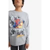 Defacto F4813A8GR455 Gri Erkek Çocuk Marvel Games Spiderman Bisiklet Yaka Uzun Kollu Tişört