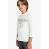 Defacto E9530A8ER136 Ekru Erkek Çocuk Bisiklet Yaka Baskılı Uzun Kollu Tişört