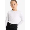Defacto U6810 Beyaz Kız Çocuk Bisiklet Yaka Uzun Kollu Okul Tişörtü