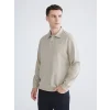 SOUTHBLUE Bej Polo Yaka Erkek Sweatshirt