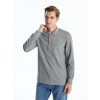 LCWAIKIKI Classic Gri Polo Yaka Uzun Kollu Erkek Sweatshirt