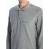 LCWAIKIKI Classic Gri Polo Yaka Uzun Kollu Erkek Sweatshirt